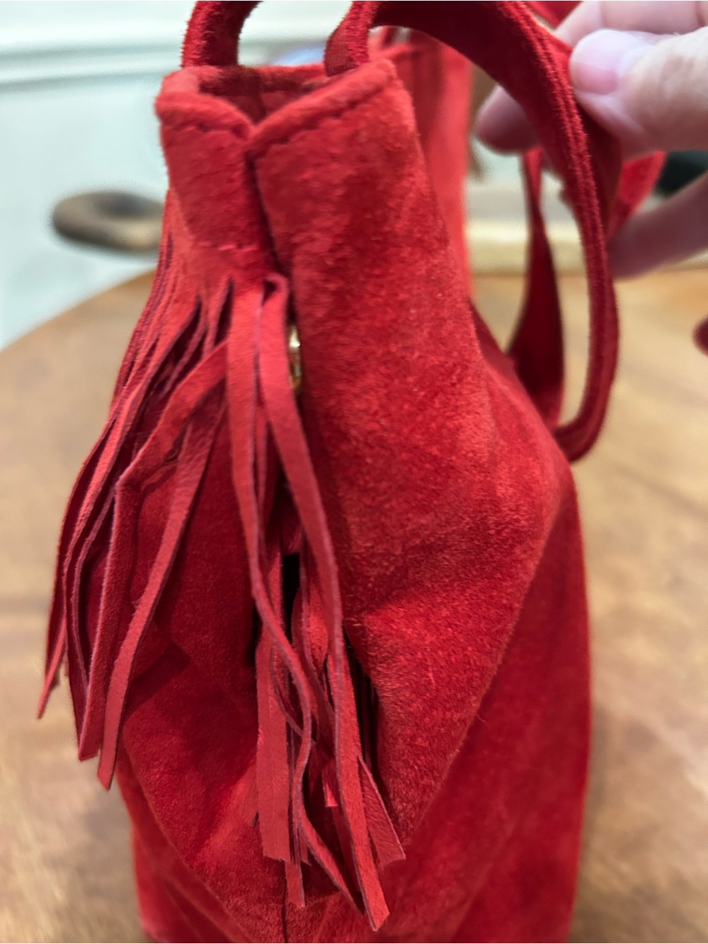 Vintage Red Suede leather purse by Danier - Picture 3 of 11